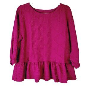 Maeve Magenta Peplum Long-Sleeve Top